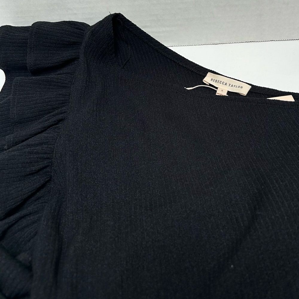 Rebecca Taylor NWT One Shoulder Ribbed Black Jersey Dress Size Small MSRP $295